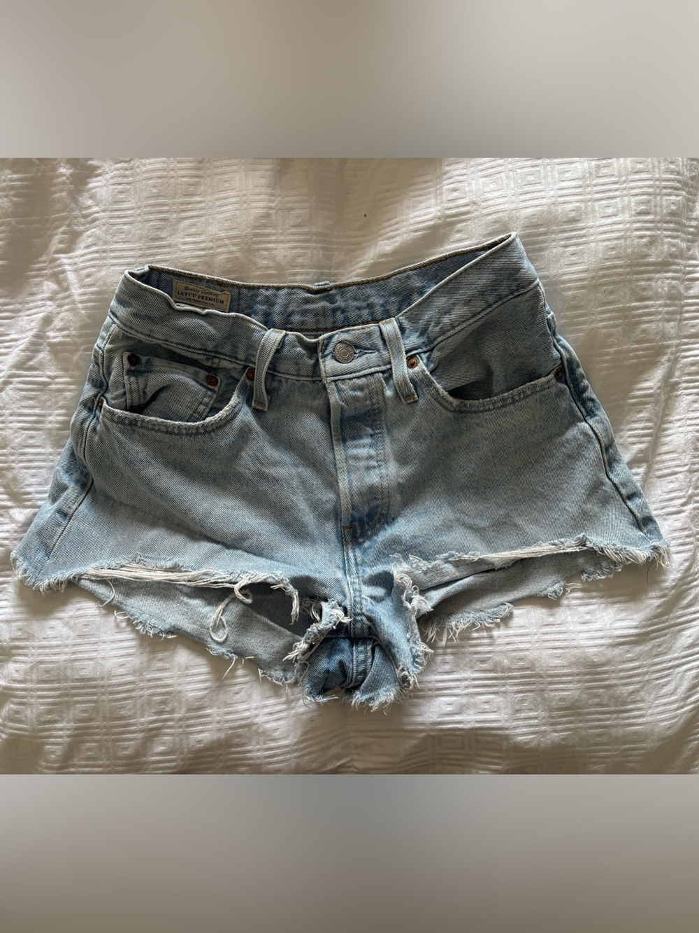Levi's Light Wash Distressed Denim Cutoff Shorts